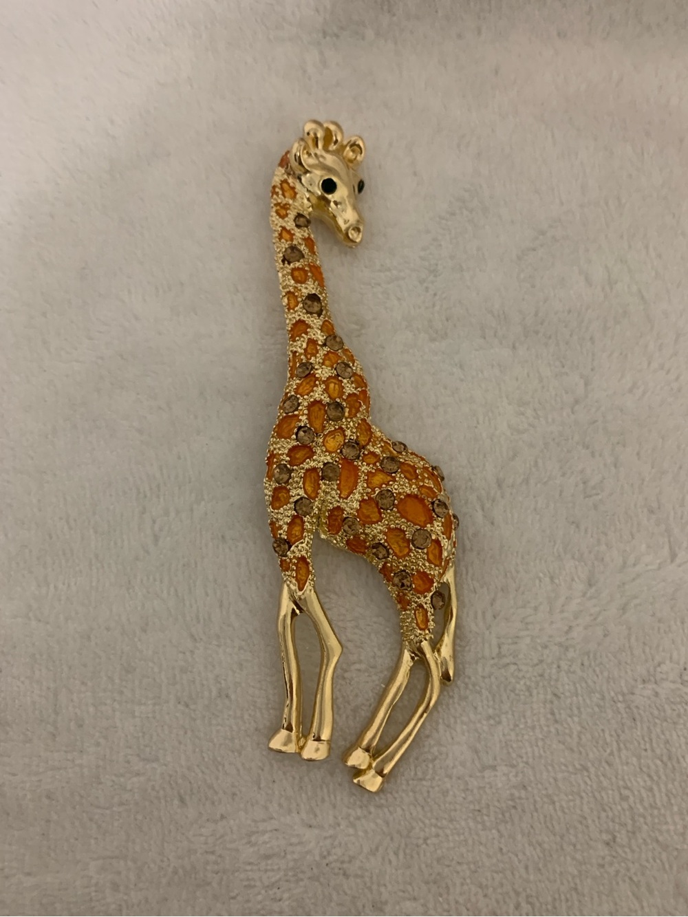Gold-Tone Orange Giraffe Brooch & Pendant
